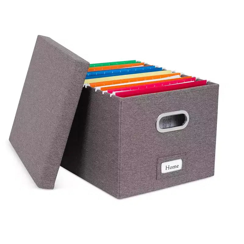 Lot de 4 organiseurs de rangement de dossiers pliables avec couvercle, de la marque Internet's Best - Gris