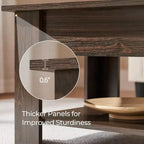 Table basse relevable Yaheetech avec compartiment caché et étagère ouverte pour salon