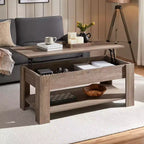 Table basse relevable Yaheetech avec compartiment caché et étagère ouverte pour salon