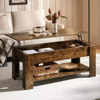 Table basse relevable Yaheetech avec compartiment caché et étagère ouverte pour salon