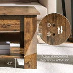Table basse relevable Yaheetech avec compartiment caché et étagère ouverte pour salon