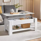 Table basse relevable Yaheetech avec compartiment caché et étagère ouverte pour salon