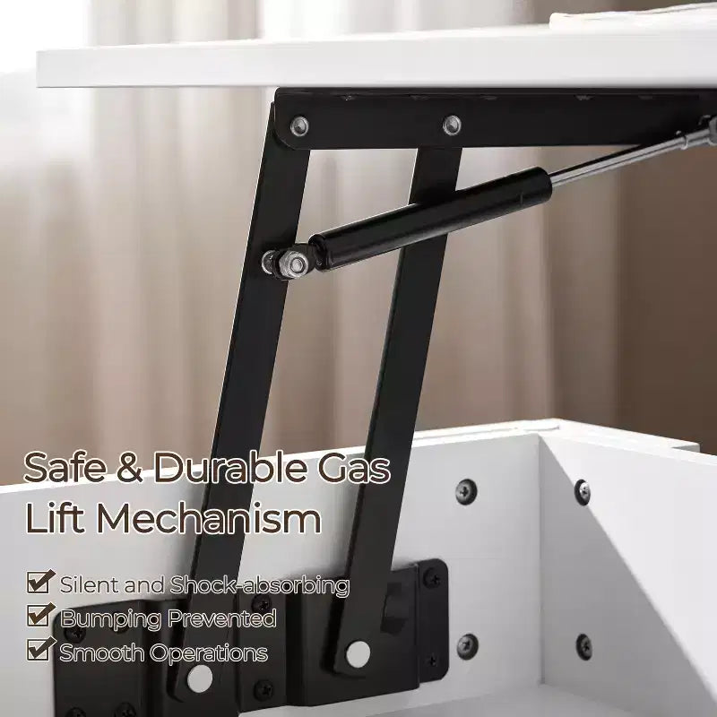 Table basse relevable Yaheetech avec compartiment caché et étagère ouverte pour salon