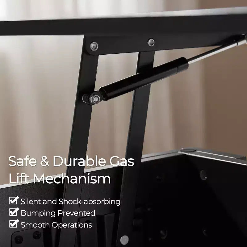 Table basse relevable Yaheetech avec compartiment caché et étagère ouverte pour salon