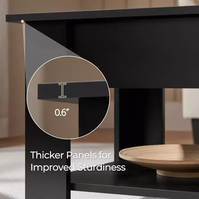 Table basse relevable Yaheetech avec compartiment caché et étagère ouverte pour salon