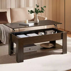 Table basse relevable Yaheetech avec compartiment caché et étagère ouverte pour salon