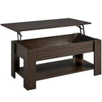 Table basse relevable Yaheetech avec compartiment caché et étagère ouverte pour salon