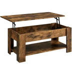 Table basse relevable Yaheetech avec compartiment caché et étagère ouverte pour salon