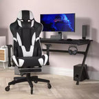 Chaise de jeu Flash Furniture X30 Chaise d'ordinateur de course avec dossier inclinable, repose-pieds coulissant et roulettes transparentes