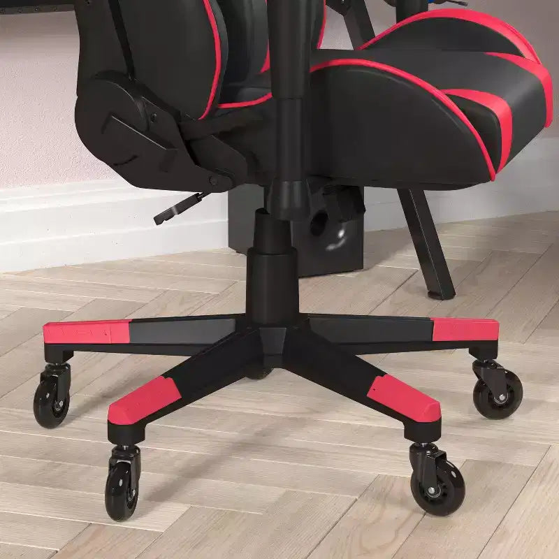 Flash Furniture X20 Gaming Chair Racing Office Computer PC Adjustable Chair with Reclining Back and Transparent Roller Wheels