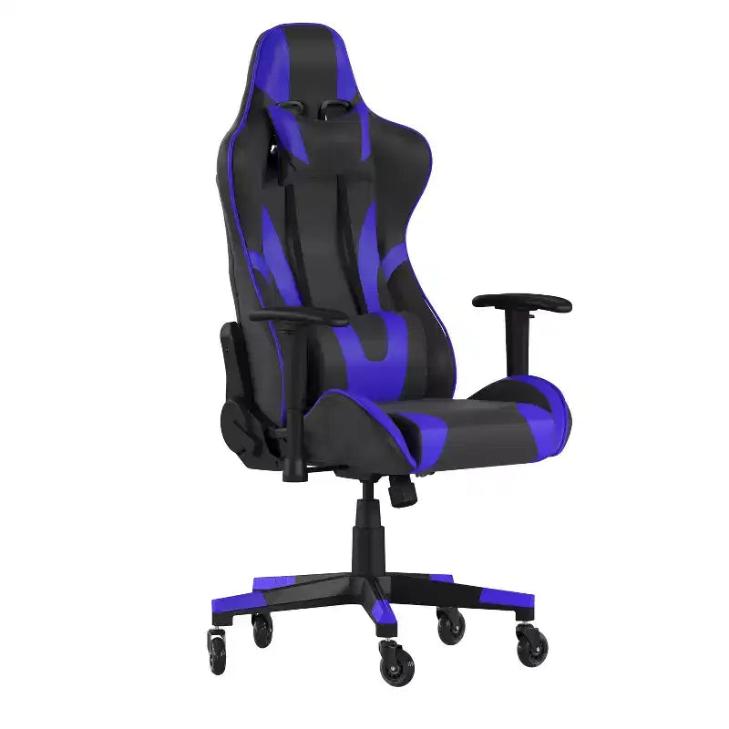 Flash Furniture X20 Gaming Chair Racing Office Computer PC Adjustable Chair with Reclining Back and Transparent Roller Wheels