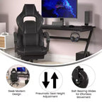 Flash Furniture X40 Gaming Chair Racing Computer Chair with Fully Reclining Back/Arms and Transparent Roller Wheels, Slide-Out Footrest