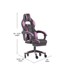 Flash Furniture X40 Gaming Chair Racing Computer Chair with Fully Reclining Back/Arms and Transparent Roller Wheels, Slide-Out Footrest