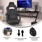 Flash Furniture X40 Gaming Chair Racing Computer Chair with Fully Reclining Back/Arms and Transparent Roller Wheels, Slide-Out Footrest