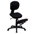 Emma and Oliver Mobile Ergonomic Kneeling Posture Task Office Chair in Black Fabric