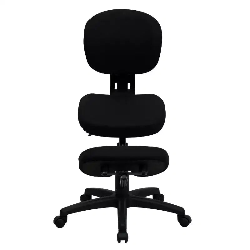 Chaise de bureau ergonomique à genoux Emma et Oliver en tissu noir