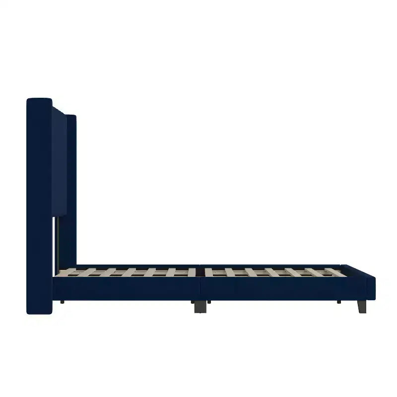 Lit plateforme rembourré Emma et Oliver avec surpiqûres verticales capitonnées et cadre en bois composite - Aucun sommier tapissier requis