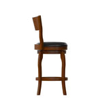 Tabouret de bar pivotant Merrick Lane 24, classique, en bois, avec dossier ouvert, hauteur de comptoir, siège rembourré en tissu et repose-pieds intégré