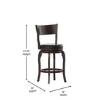 Tabouret de bar pivotant Merrick Lane 24, classique, en bois, avec dossier ouvert, hauteur de comptoir, siège rembourré en tissu et repose-pieds intégré