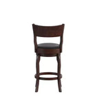 Tabouret de bar pivotant Merrick Lane 24, classique, en bois, avec dossier ouvert, hauteur de comptoir, siège rembourré en tissu et repose-pieds intégré