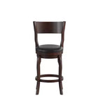 Tabouret de bar pivotant Merrick Lane 24, classique, en bois, avec dossier ouvert, hauteur de comptoir, siège rembourré en tissu et repose-pieds intégré