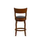 Tabouret de bar pivotant Merrick Lane 24, classique, en bois, avec dossier ouvert, hauteur de comptoir, siège rembourré en tissu et repose-pieds intégré