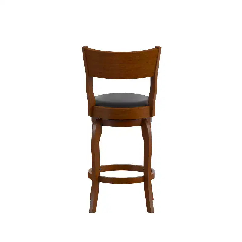 Tabouret de bar pivotant Merrick Lane 24, classique, en bois, avec dossier ouvert, hauteur de comptoir, siège rembourré en tissu et repose-pieds intégré
