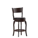 Tabouret de bar pivotant Merrick Lane 24, classique, en bois, avec dossier ouvert, hauteur de comptoir, siège rembourré en tissu et repose-pieds intégré