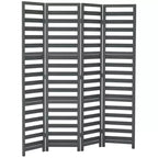 HOMCOM 5.6' 4 Panel Room Divider Folding Privacy Screen Panel, Louvred Freestanding Privacy Divider, White / Grey