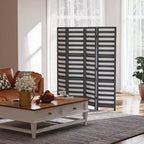 HOMCOM 5.6' 4 Panel Room Divider Folding Privacy Screen Panel, Louvred Freestanding Privacy Divider, White / Grey