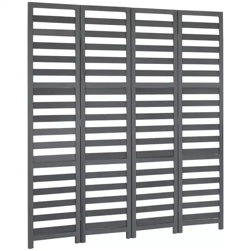 HOMCOM 5.6' 4 Panel Room Divider Folding Privacy Screen Panel, Louvred Freestanding Privacy Divider, White / Grey
