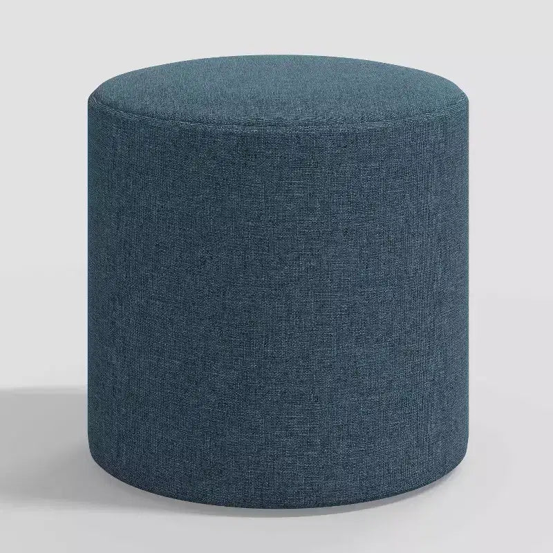 Pouf rond Thalia en lin texturé - Threshold