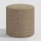Round Thalia Ottoman in Textured Linen - Threshold