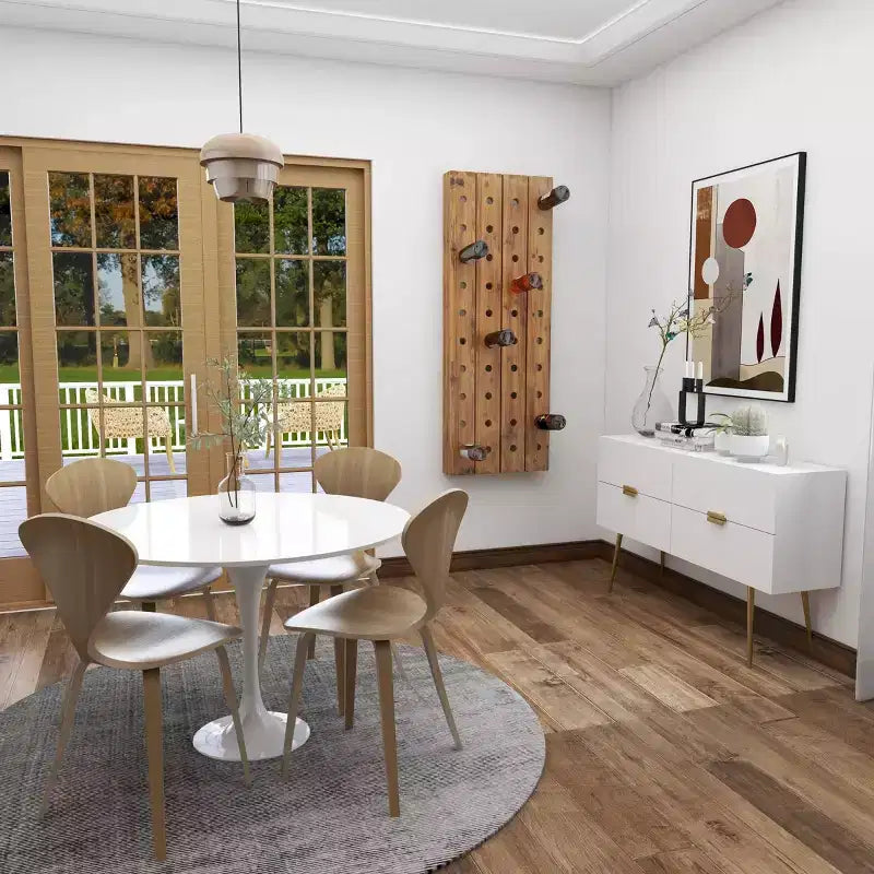 Range-bouteilles mural rustique en bois marron - Olivia & May