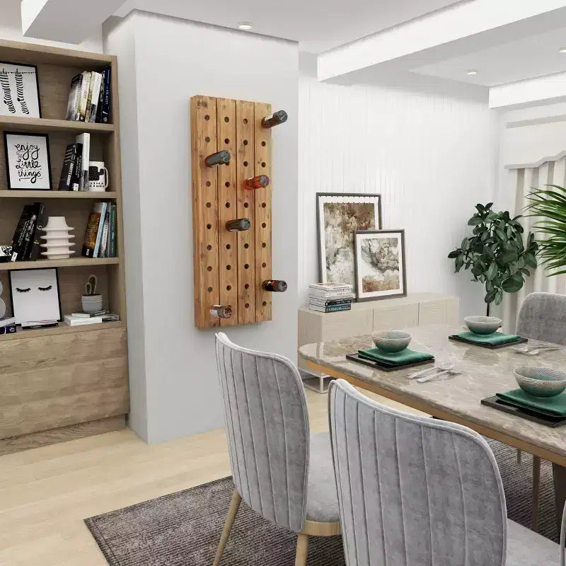 Range-bouteilles mural rustique en bois marron - Olivia & May