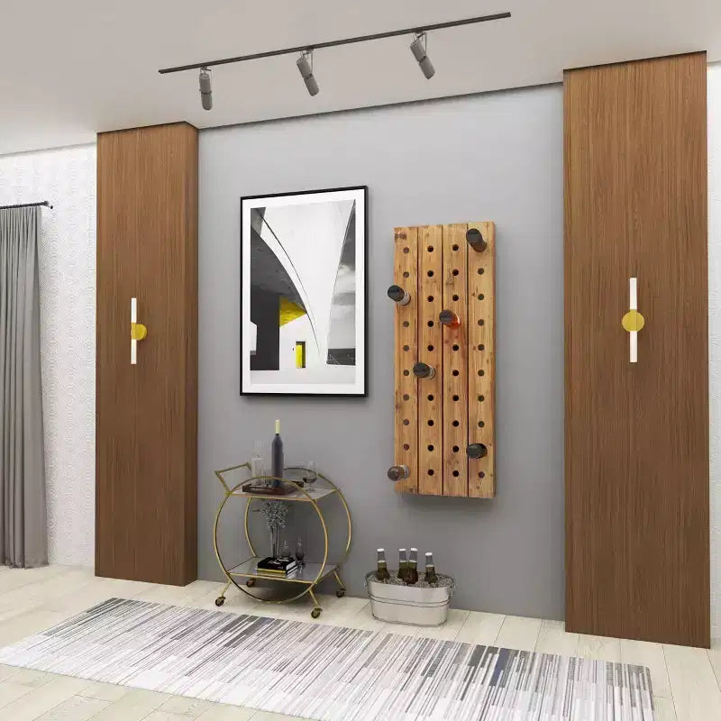 Range-bouteilles mural rustique en bois marron - Olivia & May