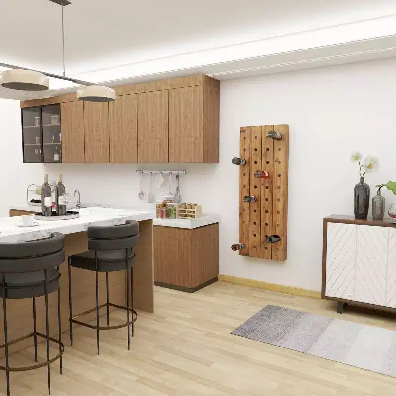 Range-bouteilles mural rustique en bois marron - Olivia & May