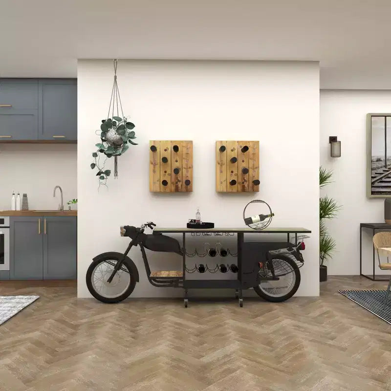 Range-bouteilles mural rustique en bois marron - Olivia & May