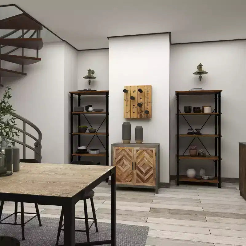 Range-bouteilles mural rustique en bois marron - Olivia & May