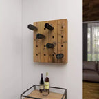 Range-bouteilles mural rustique en bois marron - Olivia & May