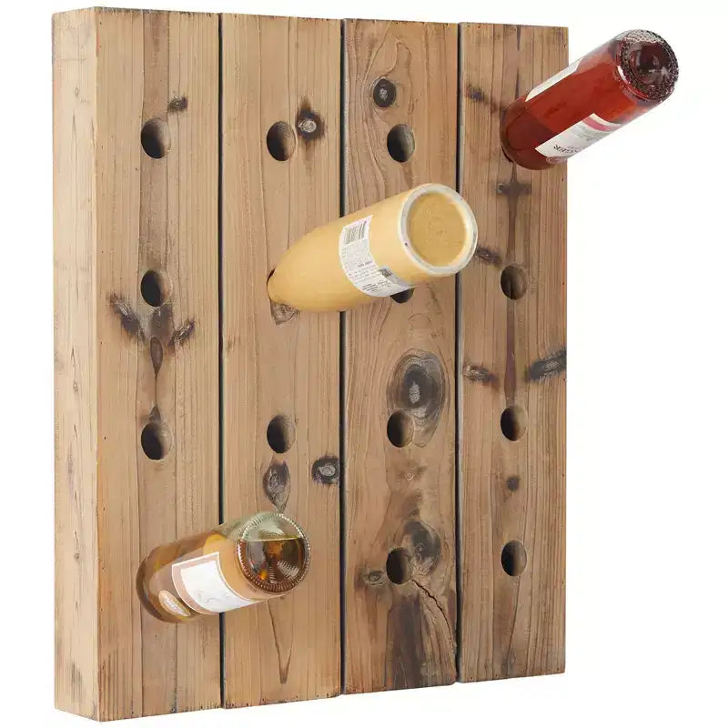 Range-bouteilles mural rustique en bois marron - Olivia & May