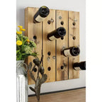 Range-bouteilles mural rustique en bois marron - Olivia & May