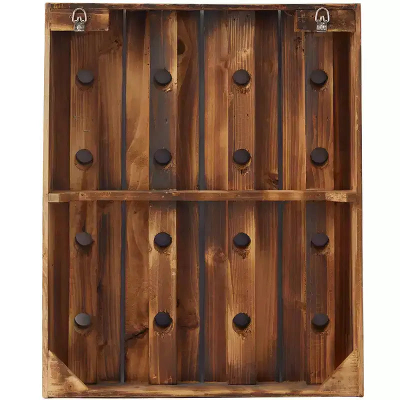 Range-bouteilles mural rustique en bois marron - Olivia & May