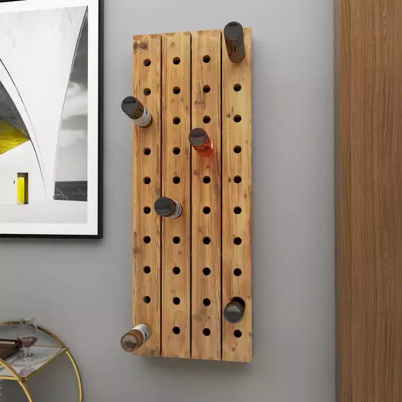 Range-bouteilles mural rustique en bois marron - Olivia & May