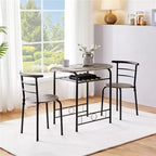 Ensemble table à manger ronde Yaheetech pour 2 avec pieds en acier, étagère de rangement