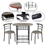 Ensemble table à manger ronde Yaheetech pour 2 avec pieds en acier, étagère de rangement