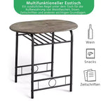 Ensemble table à manger ronde Yaheetech pour 2 avec pieds en acier, étagère de rangement