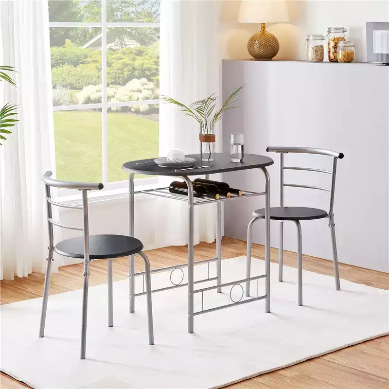 Ensemble table à manger ronde Yaheetech pour 2 avec pieds en acier, étagère de rangement