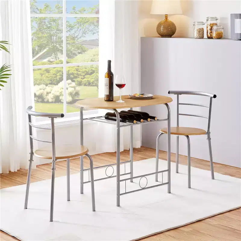 Ensemble table à manger ronde Yaheetech pour 2 avec pieds en acier, étagère de rangement