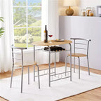Ensemble table à manger ronde Yaheetech pour 2 avec pieds en acier, étagère de rangement